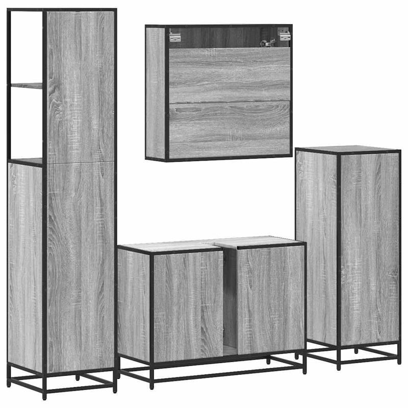 4?Piece Bathroom Furniture Set?Grey Sonoma Engineered Wood