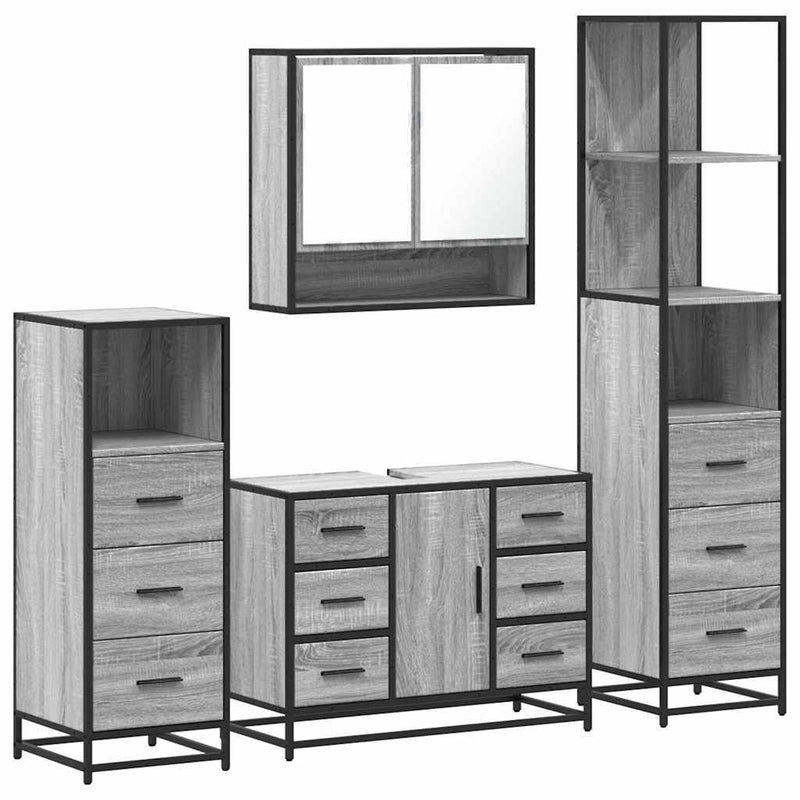 4?Piece Bathroom Furniture Set?Grey Sonoma Engineered Wood