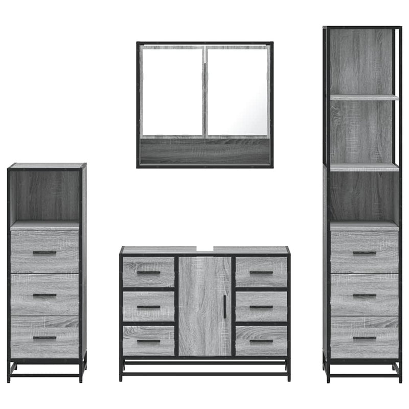 4?Piece Bathroom Furniture Set?Grey Sonoma Engineered Wood