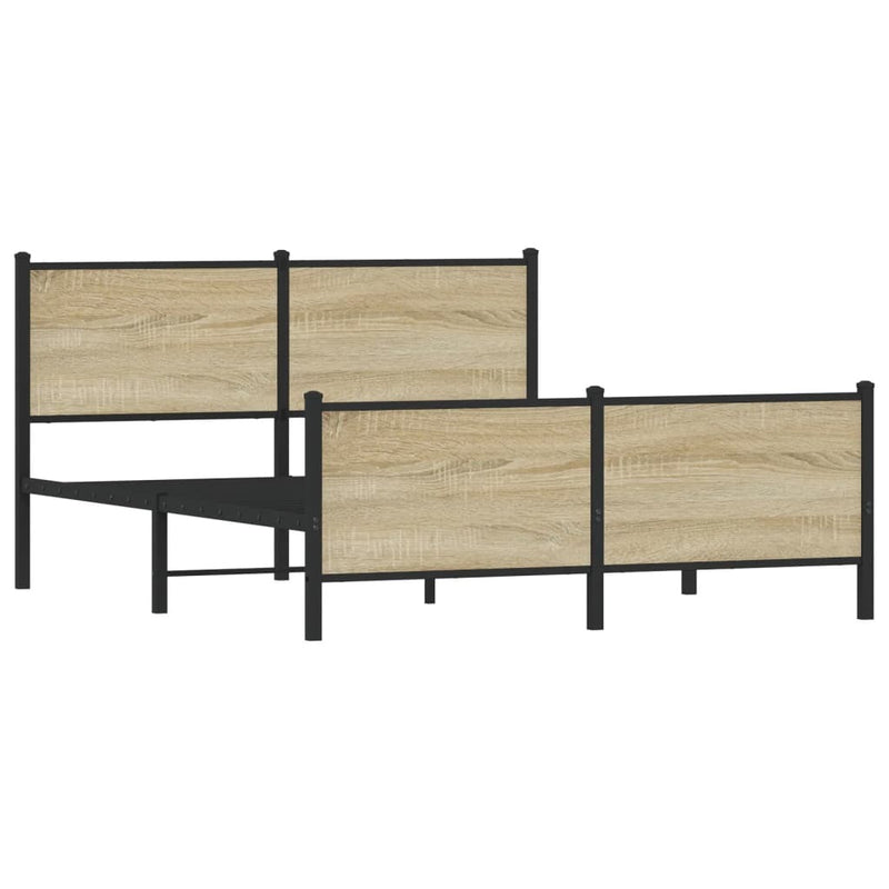 Metal Bed Frame without Mattress Sonoma Oak 140x200 cm