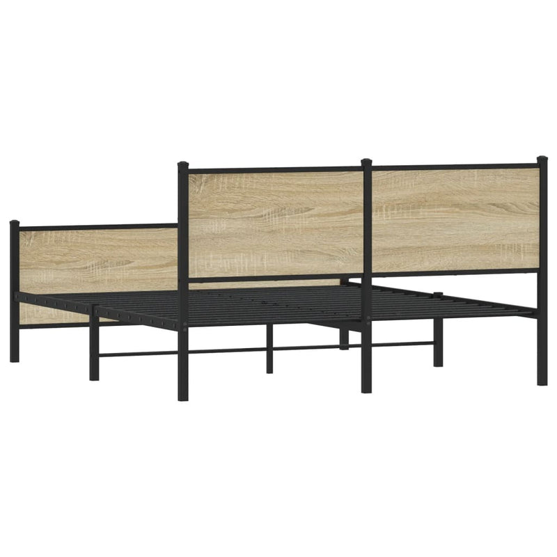 Metal Bed Frame without Mattress Sonoma Oak 140x200 cm