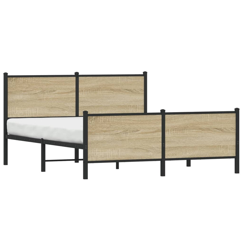 Metal Bed Frame without Mattress Sonoma Oak 140x200 cm