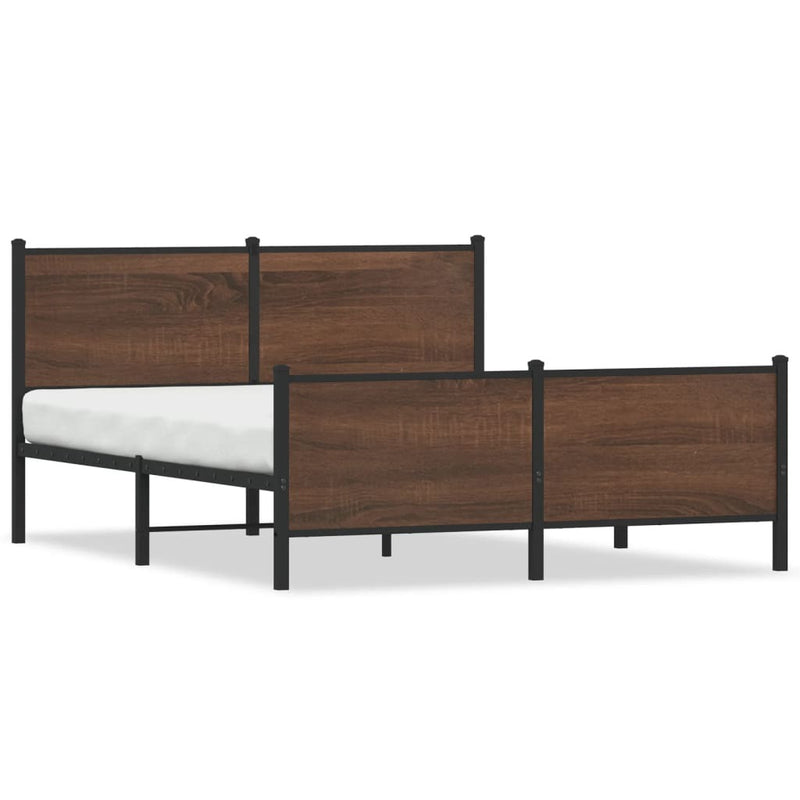 Metal Bed Frame without Mattress Brown Oak 150x200 cm King Size