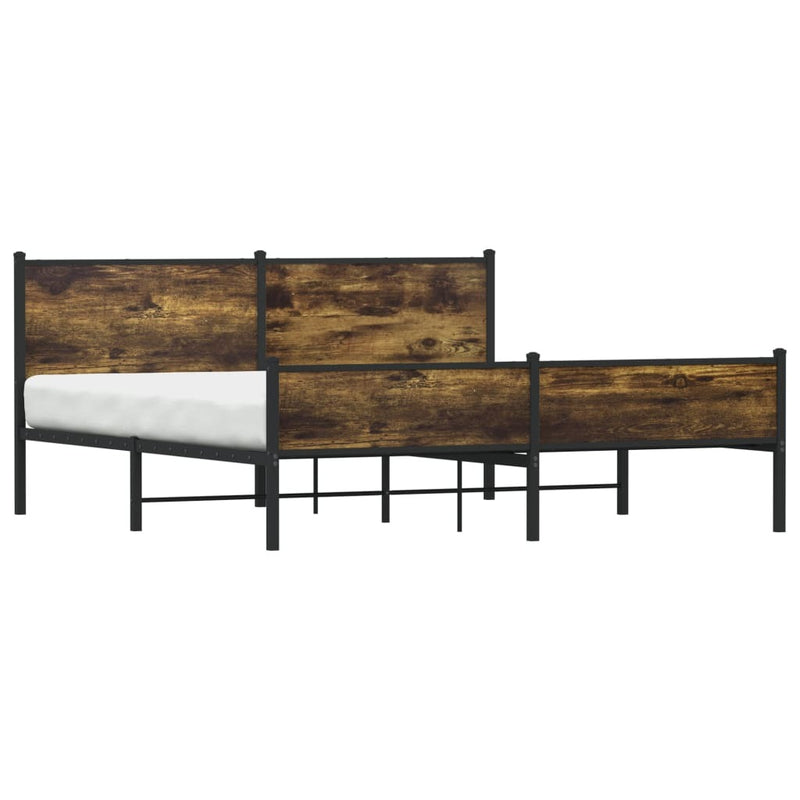 Metal Bed Frame without Mattress Smoked Oak 160x200 cm