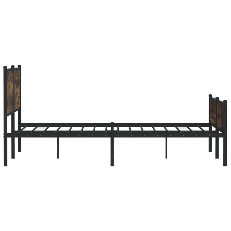 Metal Bed Frame without Mattress Smoked Oak 160x200 cm