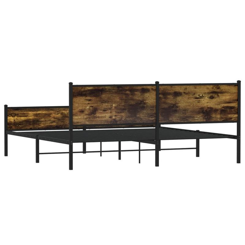 Metal Bed Frame without Mattress Smoked Oak 193x203 cm