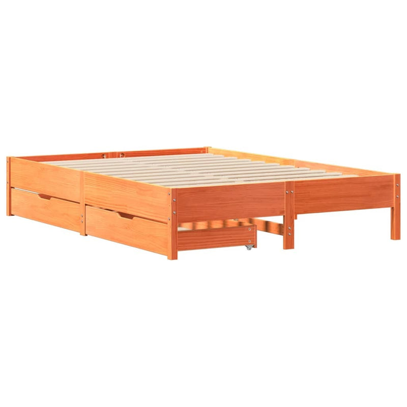 Bed Frame without Mattress Wax Brown 120x190 cm Small Double Solid Wood Pine