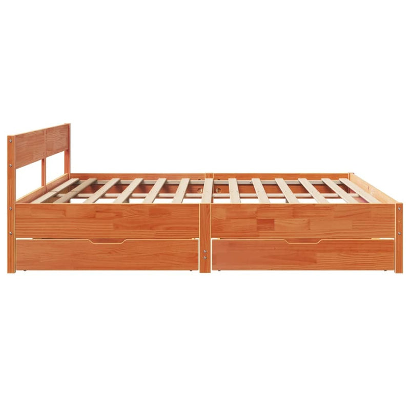 Bed Frame without Mattress Wax Brown 200x200 cm Solid Wood Pine