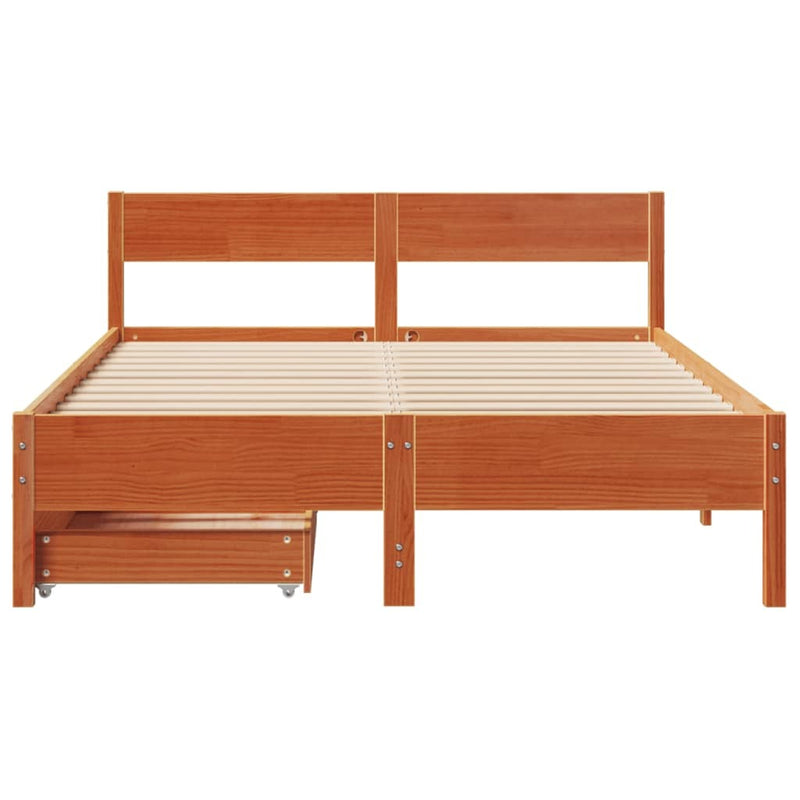 Bed Frame without Mattress Wax Brown 120x190 cm Small Double Solid Wood Pine