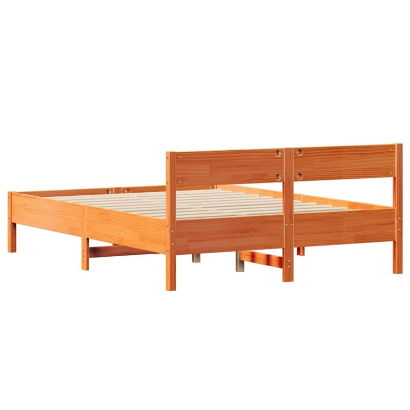 Bed Frame without Mattress Wax Brown 120x190 cm Small Double Solid Wood Pine