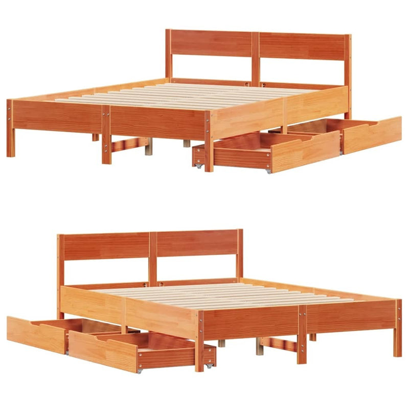 Bed Frame without Mattress Wax Brown 120x190 cm Small Double Solid Wood Pine