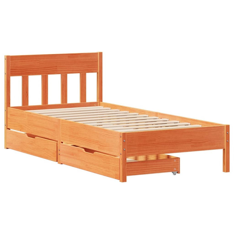 Bed Frame without Mattress Wax Brown 100x200 cm Solid Wood Pine