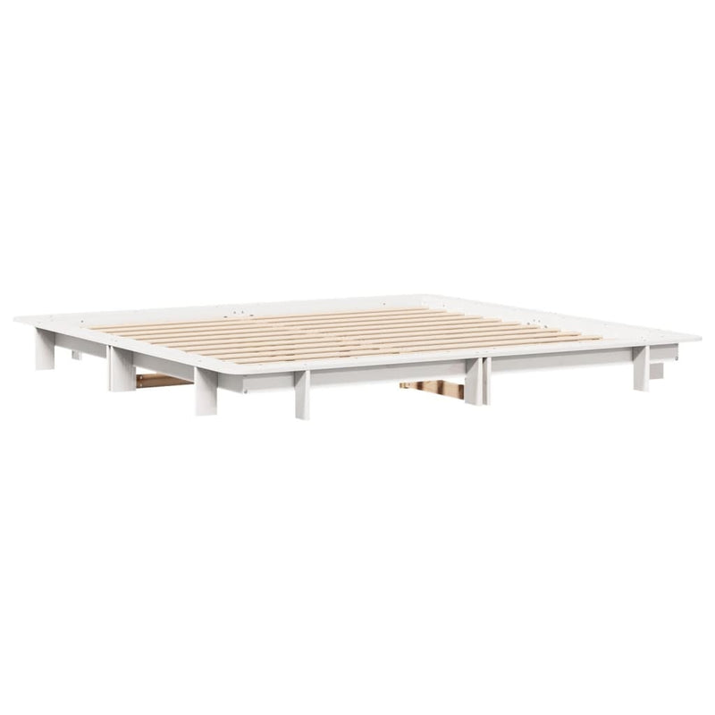 Bed Frame without Mattress White 180x200 cm Super King Solid Wood Pine