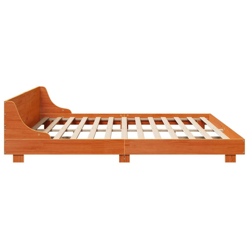 Bed Frame without Mattress Wax Brown 200x200 cm Solid Wood Pine