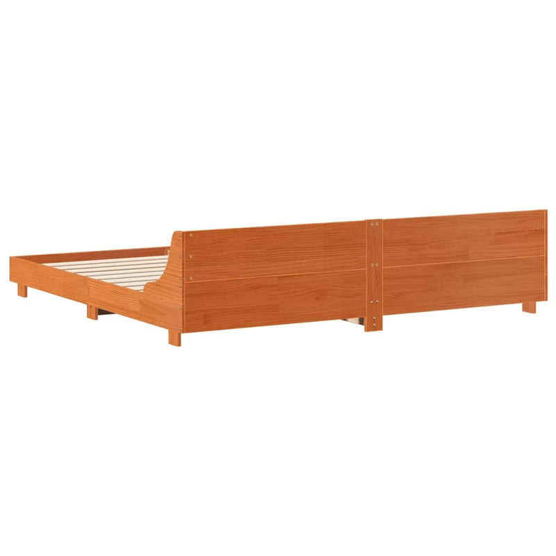 Bed Frame without Mattress Wax Brown 200x200 cm Solid Wood Pine