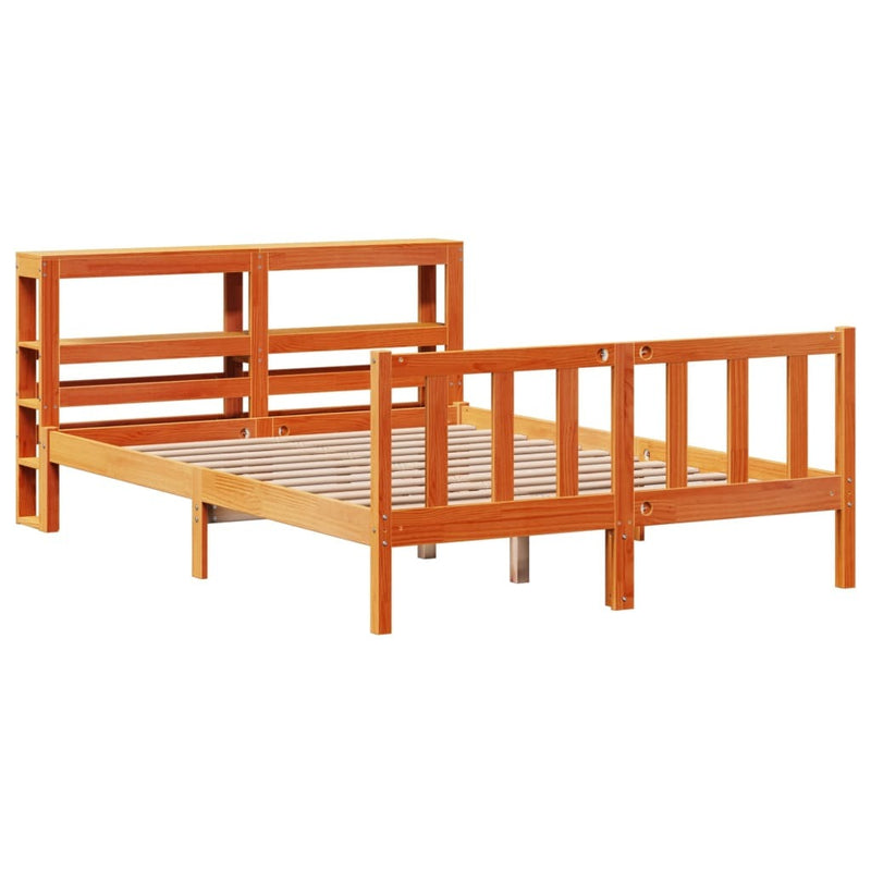 Bed Frame with Headboard without Mattress Wax Brown 120x190 cm Small Double