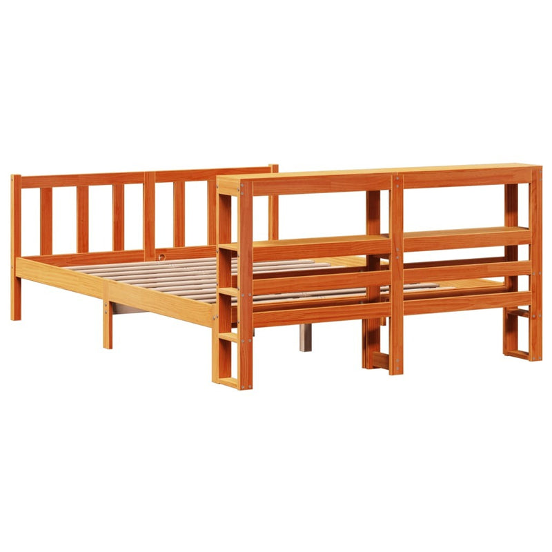 Bed Frame with Headboard without Mattress Wax Brown 140x190 cm