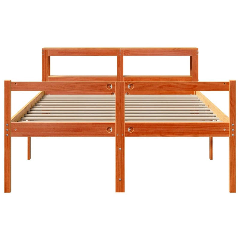 Bed Frame with Headboard without Mattress Wax Brown 120x200 cm