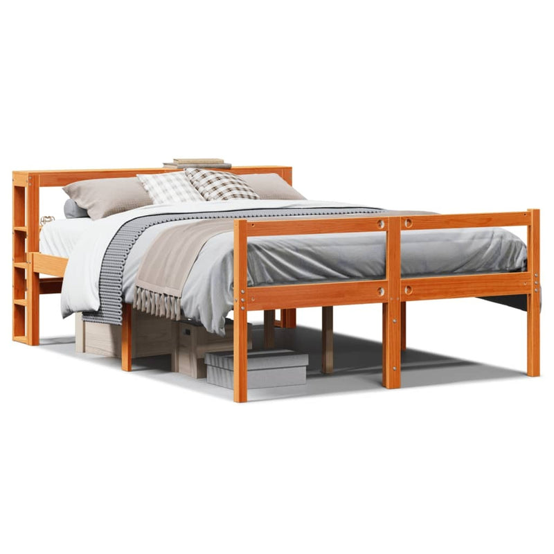 Bed Frame with Headboard without Mattress Wax Brown 120x200 cm