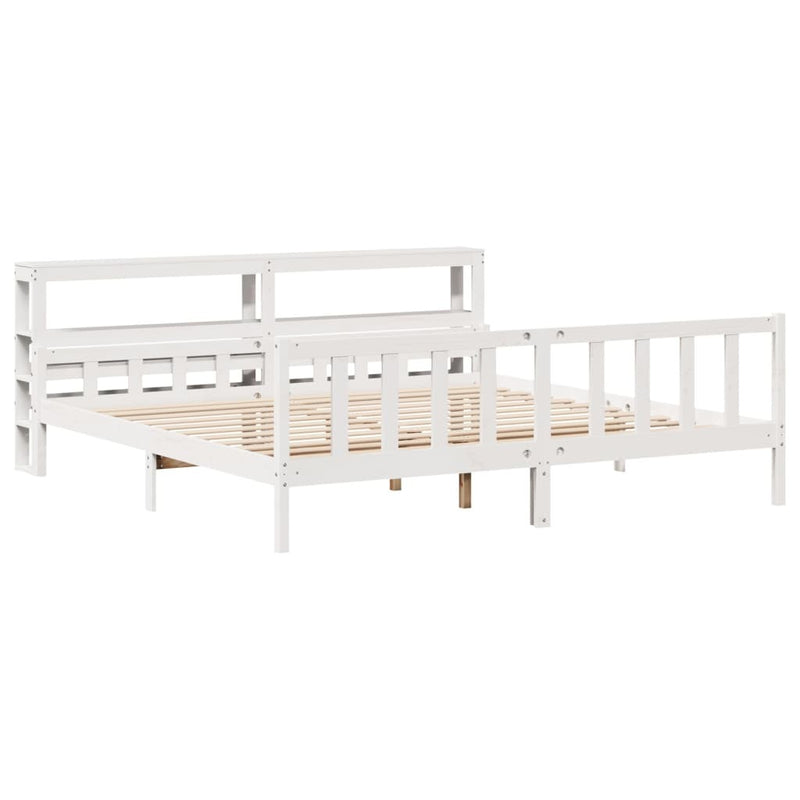 Bed Frame without Mattress White 180x200 cm Super King Solid Wood Pine