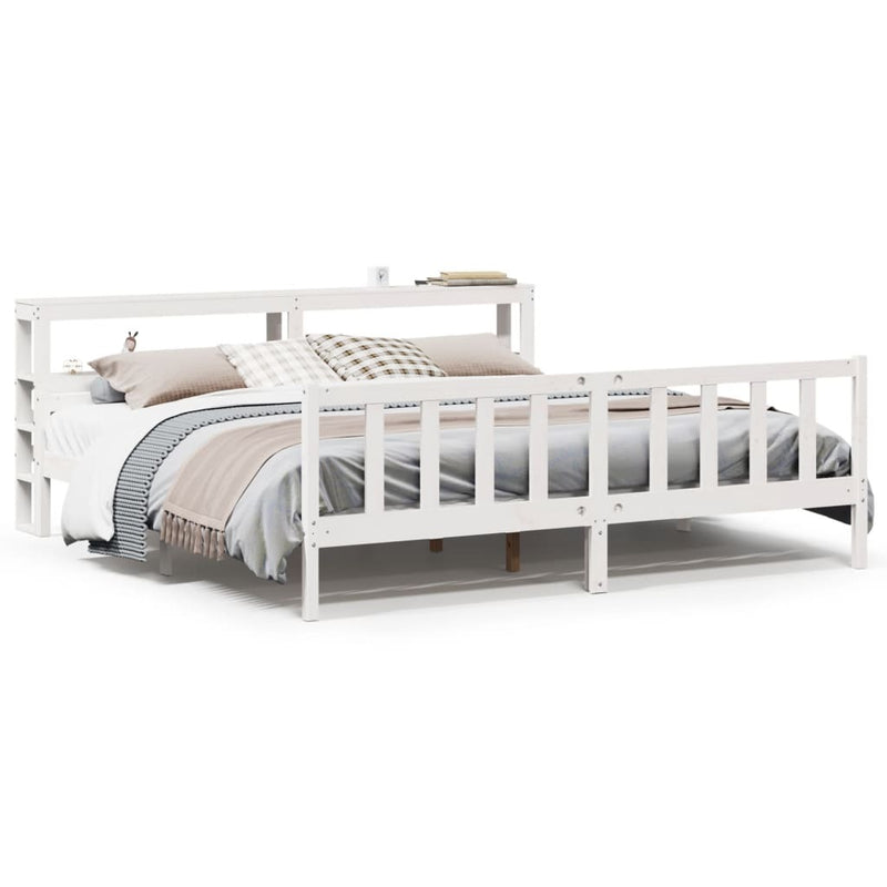 Bed Frame without Mattress White 180x200 cm Super King Solid Wood Pine