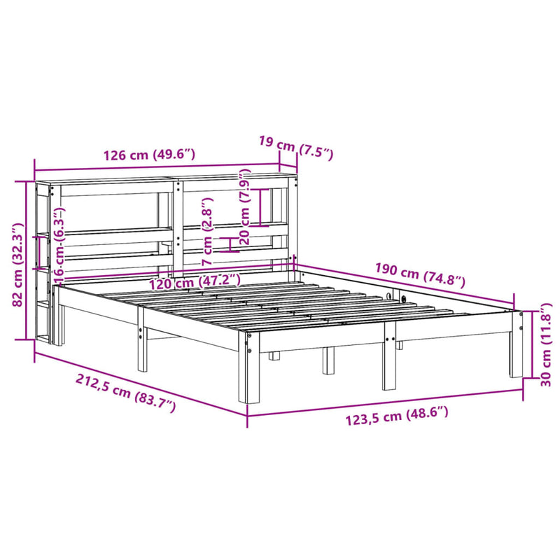 Bed Frame without Mattress Wax Brown 120x190 cm Small Double Solid Wood Pine