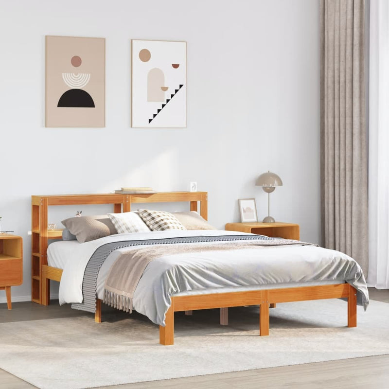 Bed Frame without Mattress Wax Brown 140x200 cm Solid Wood Pine