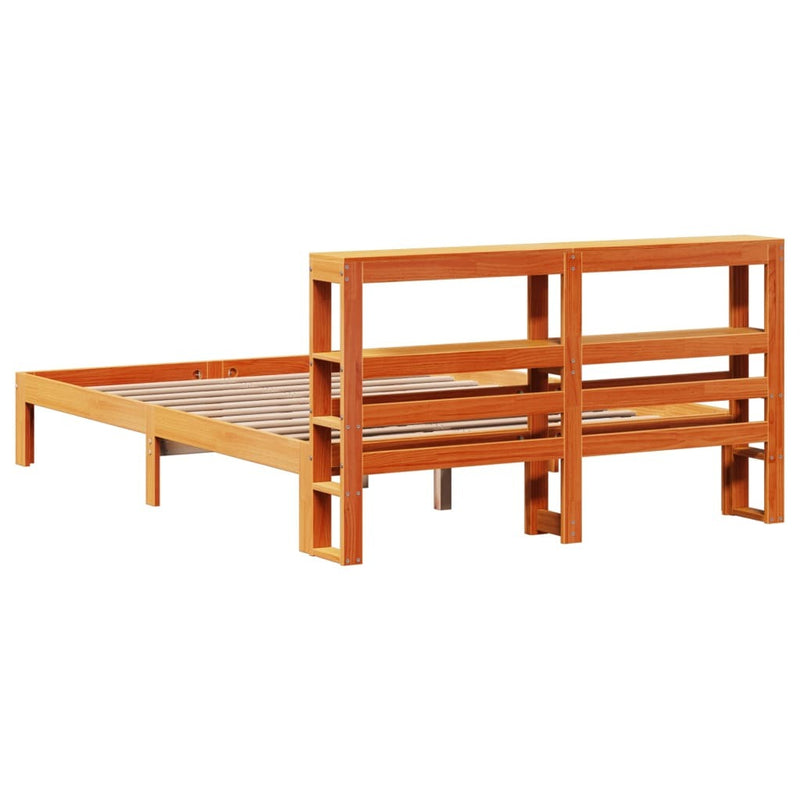 Bed Frame without Mattress Wax Brown 140x200 cm Solid Wood Pine