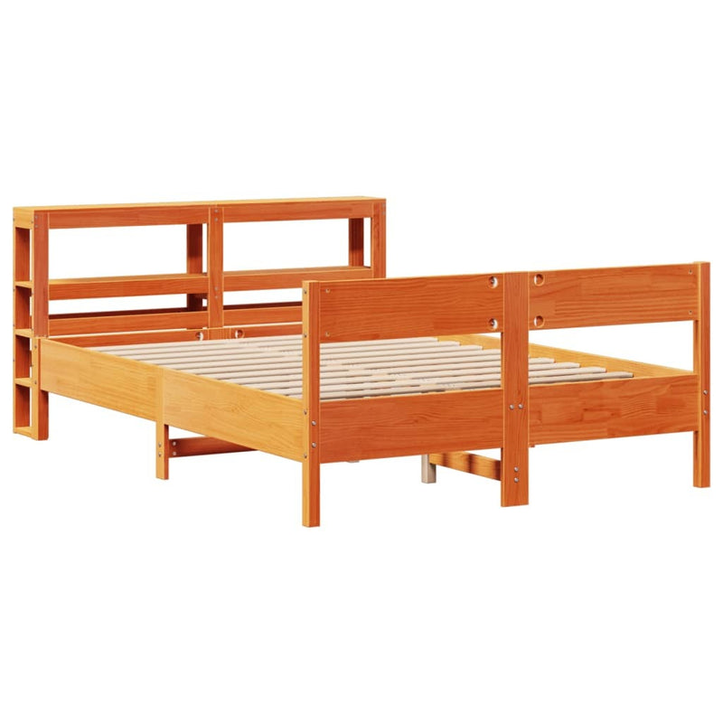 Bed Frame without Mattress Wax Brown 120x200 cm Solid Wood Pine