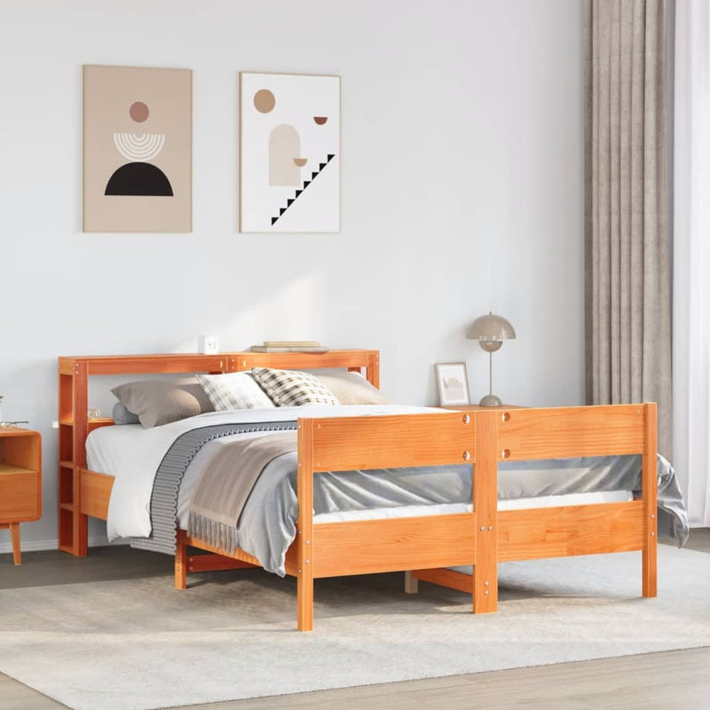 Bed Frame without Mattress Wax Brown 120x200 cm Solid Wood Pine