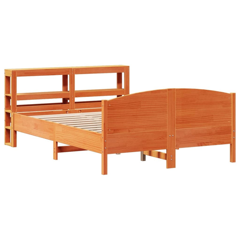 Bed Frame without Mattress Wax Brown 120x190 cm Small Double Solid Wood Pine