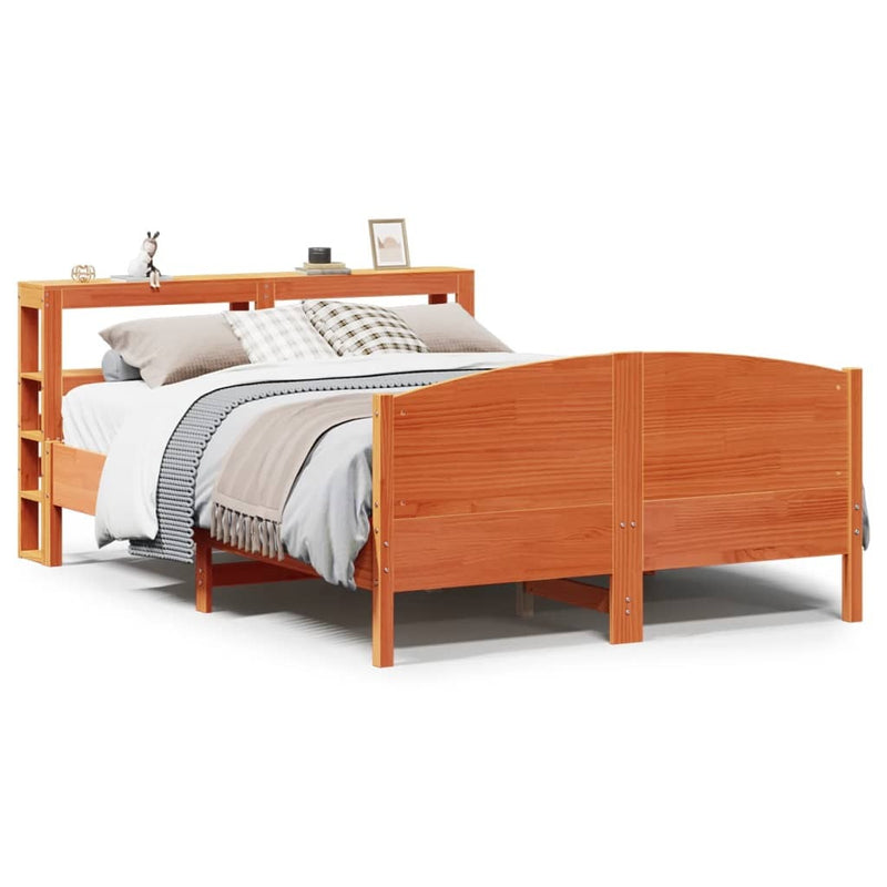 Bed Frame without Mattress Wax Brown 120x190 cm Small Double Solid Wood Pine