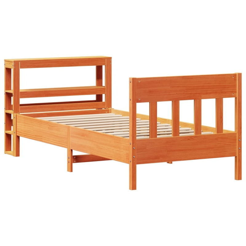 Bed Frame without Mattress Wax Brown 90x200 cm Solid Wood Pine