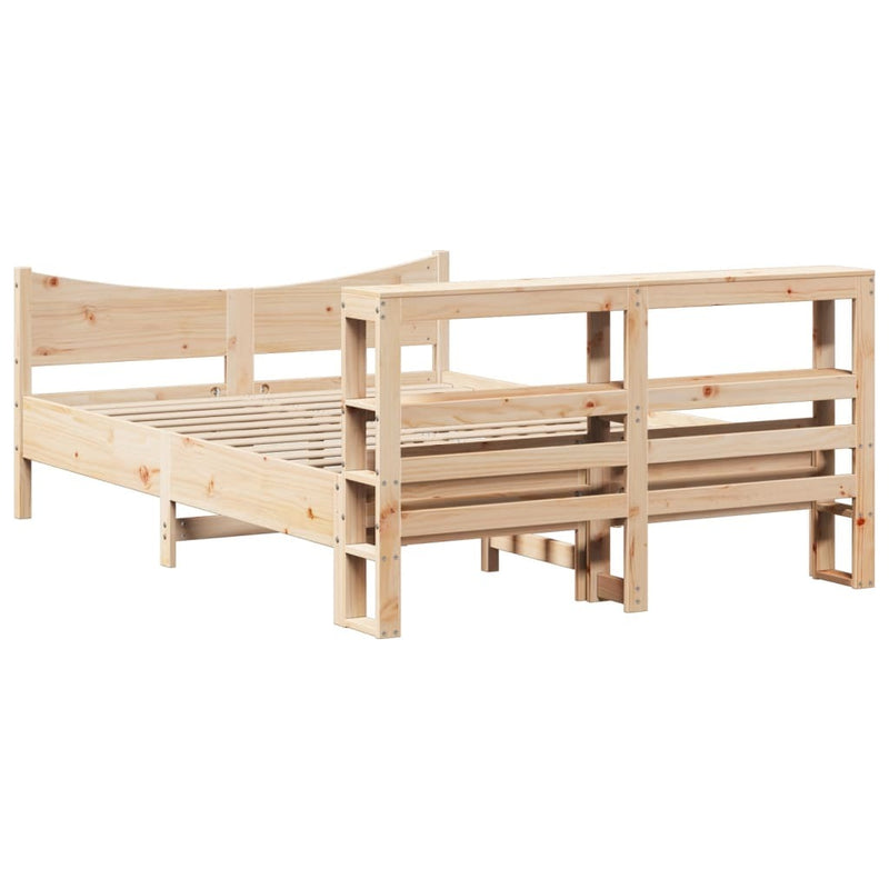 Bed Frame with Headboard 140x190 cm Solid Wood Pine