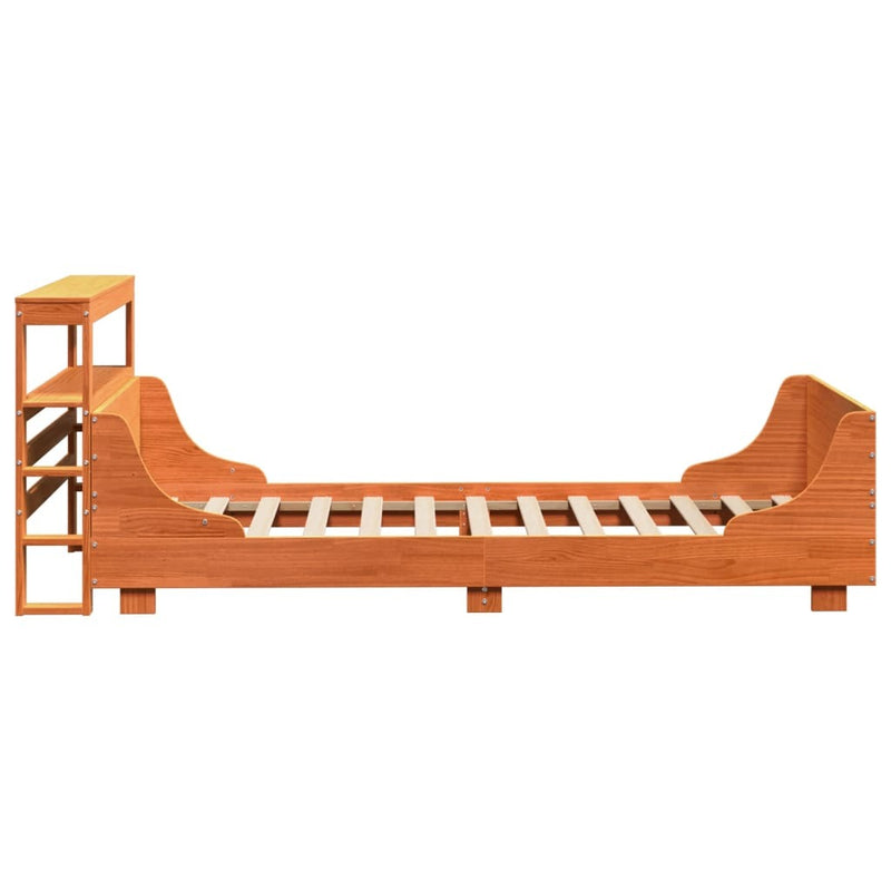 Bed Frame without Mattress Wax Brown 100x200 cm Solid Wood Pine