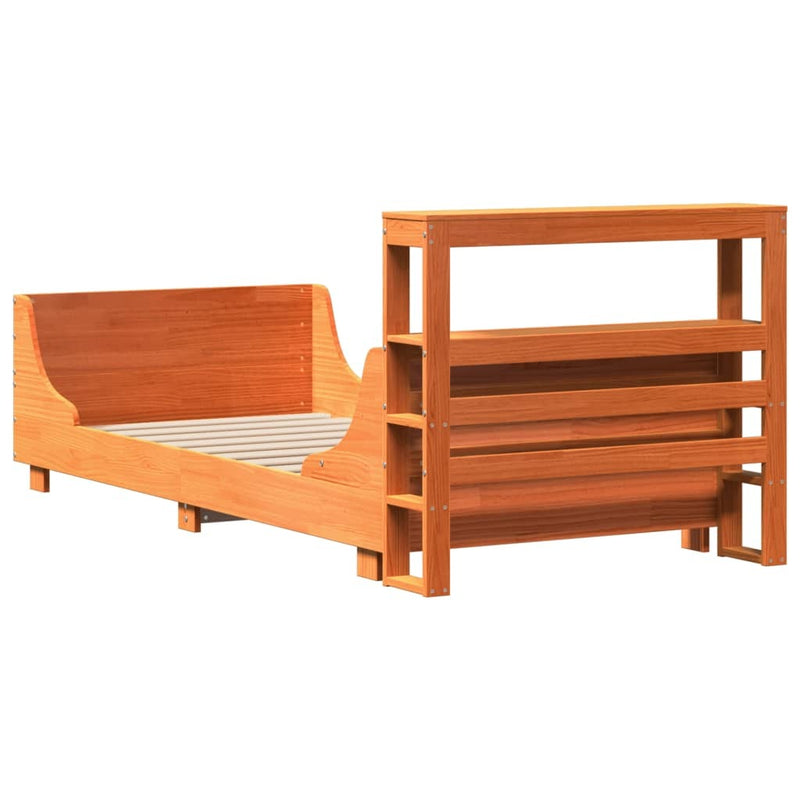 Bed Frame without Mattress Wax Brown 100x200 cm Solid Wood Pine