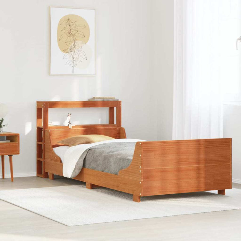 Bed Frame without Mattress Wax Brown 100x200 cm Solid Wood Pine