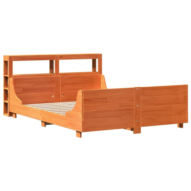 Bed Frame without Mattress Wax Brown 135x190 cm Double Solid Wood Pine