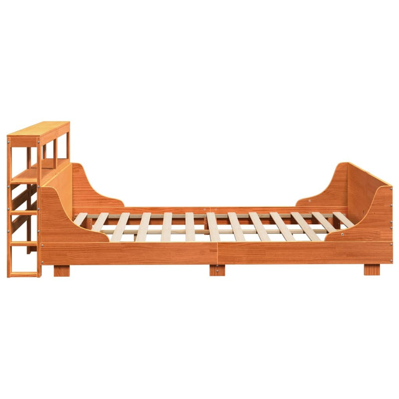 Bed Frame without Mattress Wax Brown 135x190 cm Double Solid Wood Pine