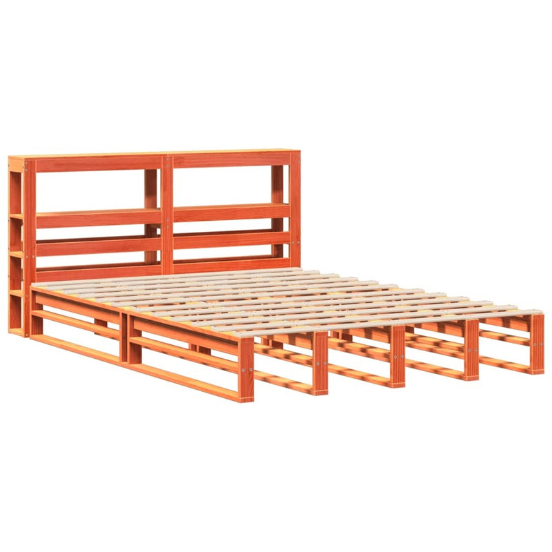 Bed Frame without Mattress Wax Brown 135x190 cm Double Solid Wood Pine