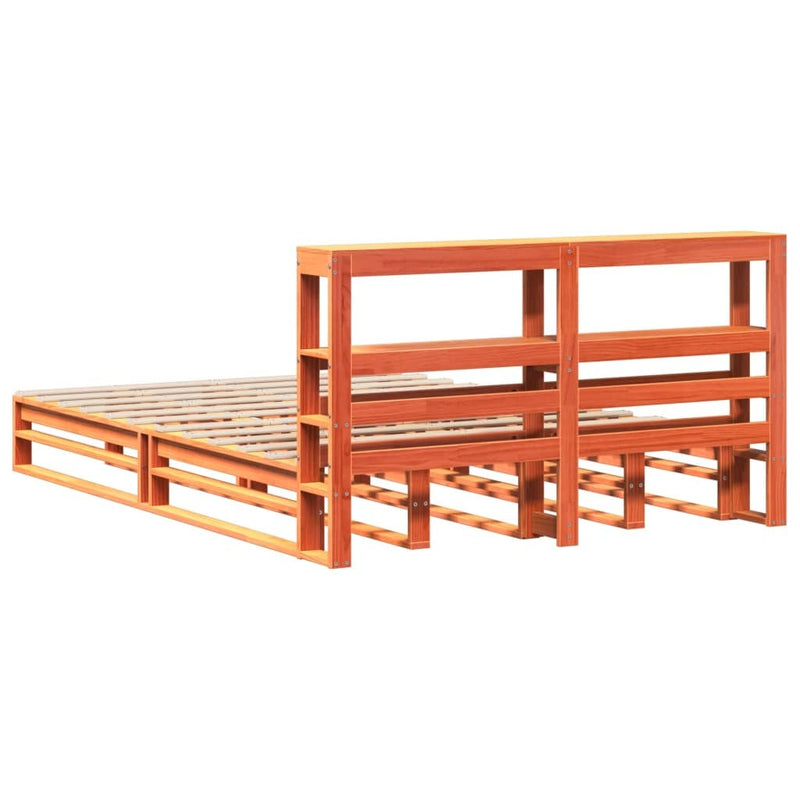 Bed Frame without Mattress Wax Brown 135x190 cm Double Solid Wood Pine