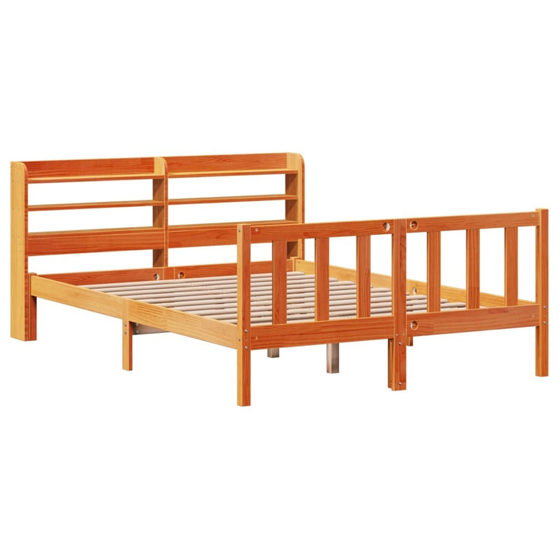 Bed Frame with Headboard without Mattress Wax Brown 140x190 cm