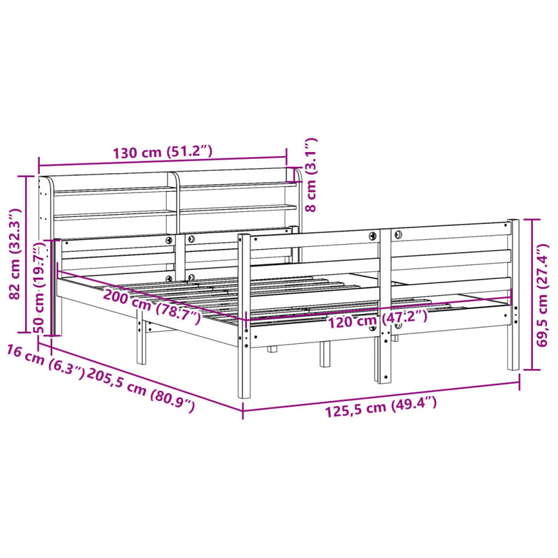 Bed Frame with Headboard without Mattress 120x200 cm