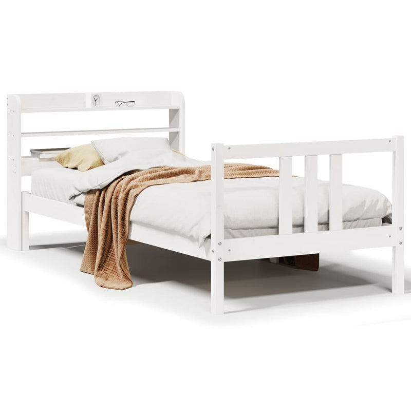 Bed Frame with Headboard without Mattress White 100x200 cm