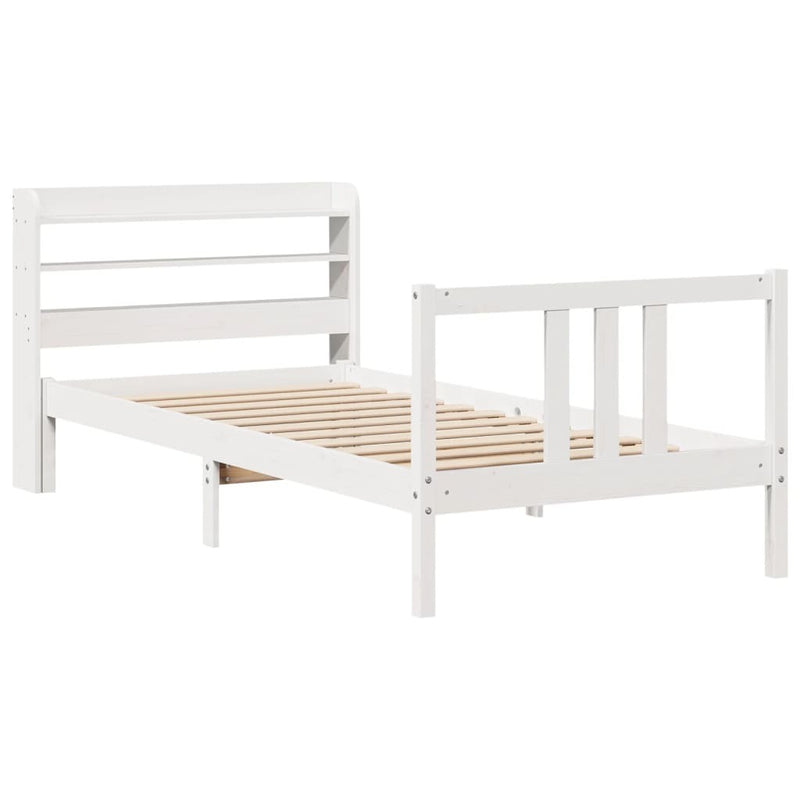 Bed Frame with Headboard without Mattress White 100x200 cm