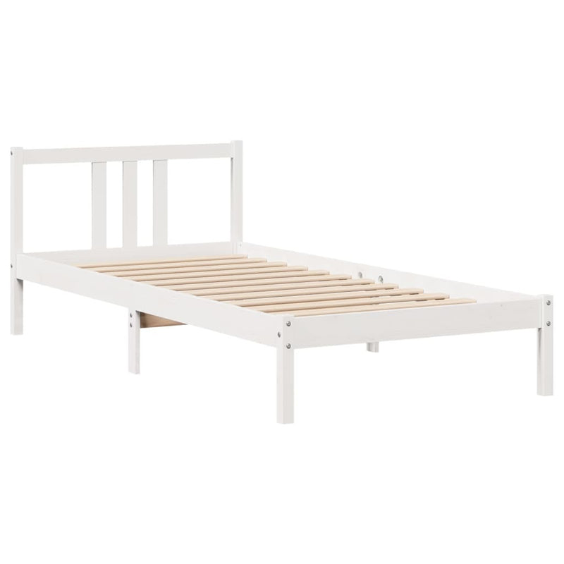 Bed Frame with Headboard without Mattress White 100x200 cm