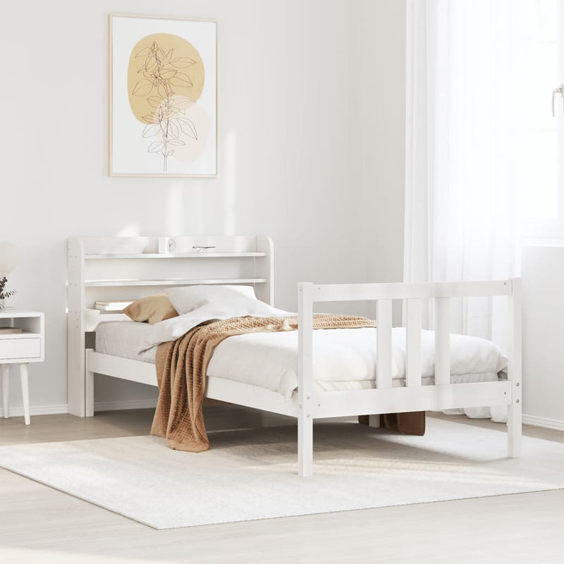 Bed Frame with Headboard without Mattress White 100x200 cm