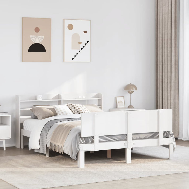 Bed Frame with Headboard without Mattress White 120x200 cm