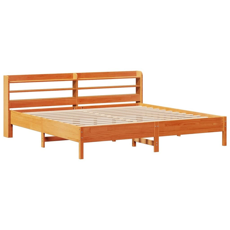 Bed Frame without Mattress Wax Brown 200x200 cm Solid Wood Pine