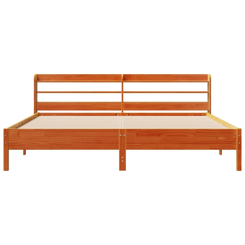 Bed Frame without Mattress Wax Brown 200x200 cm Solid Wood Pine